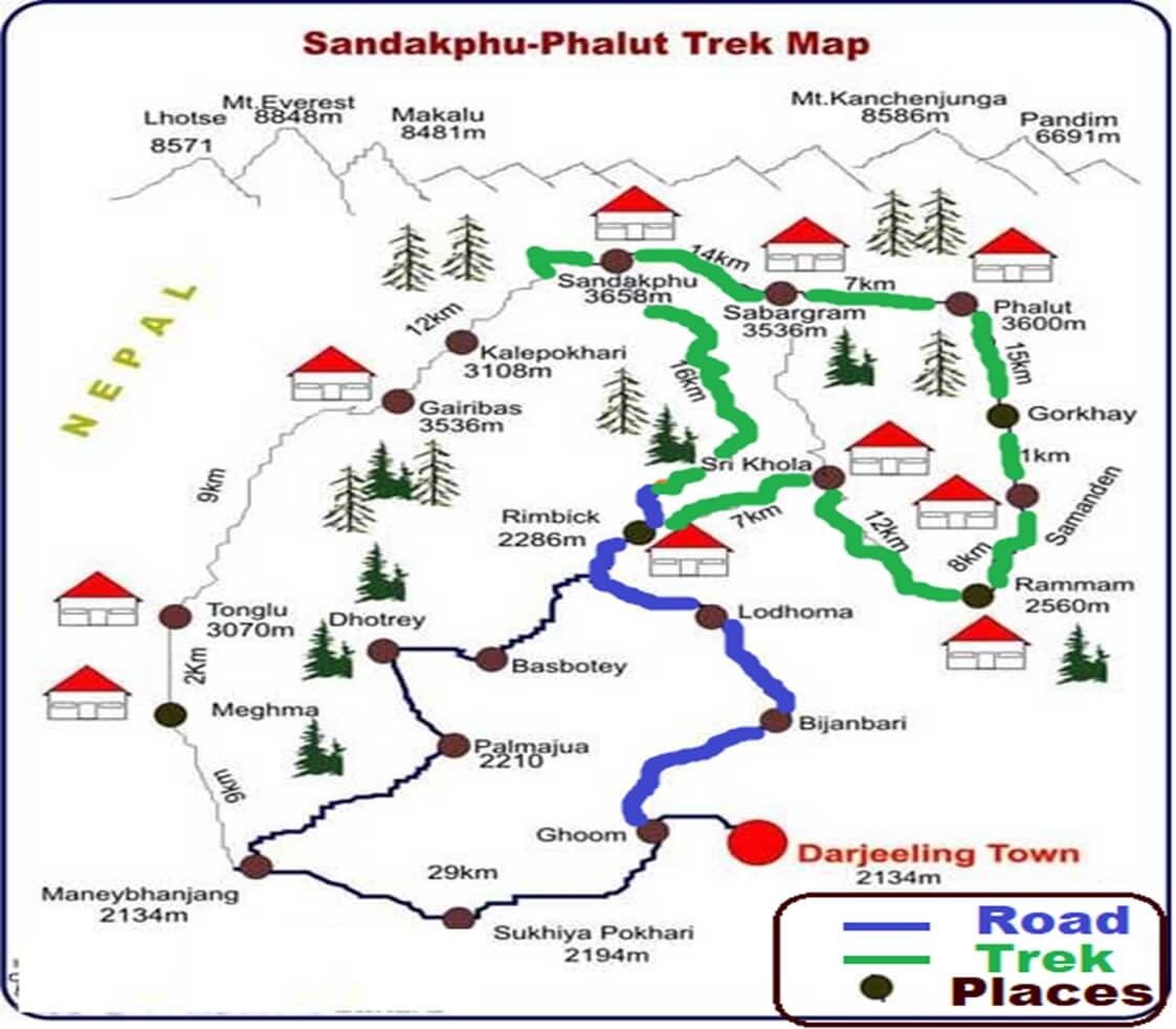 sandakphu tour map